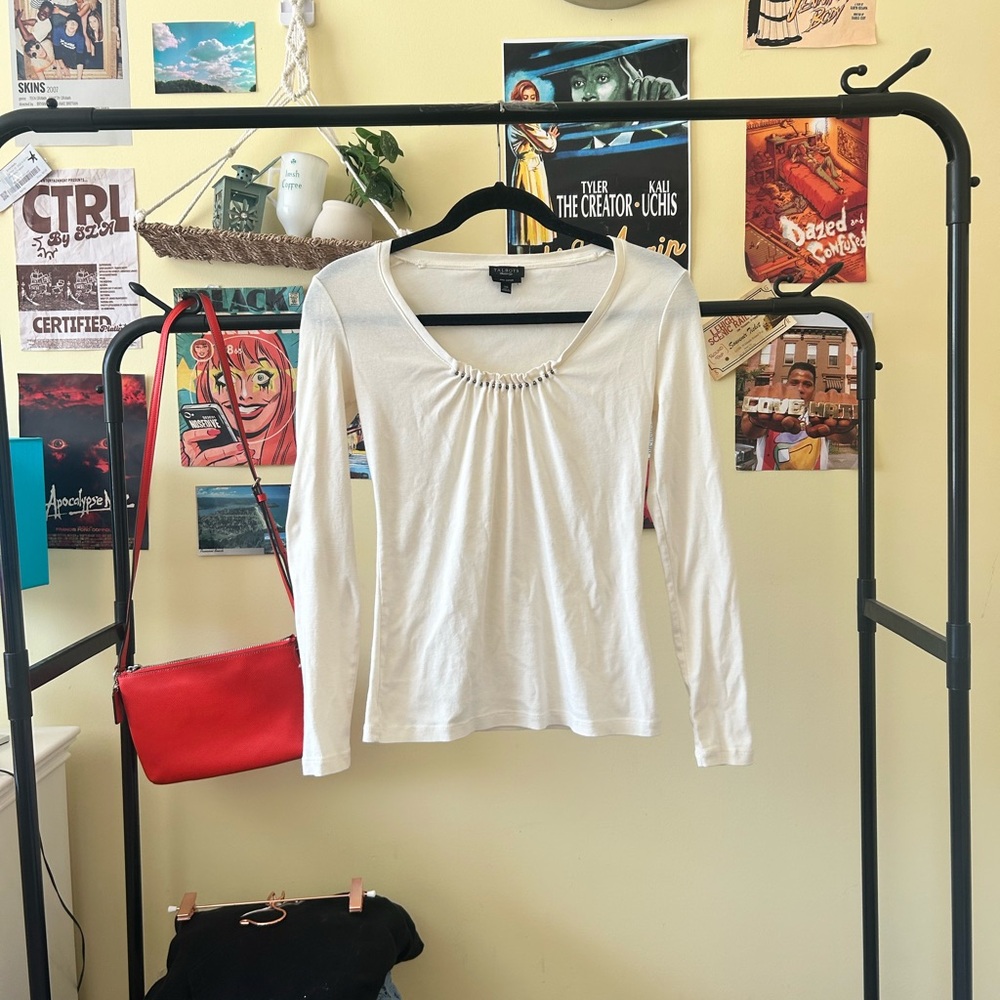 Talbots Cream Long Sleeve Blouse